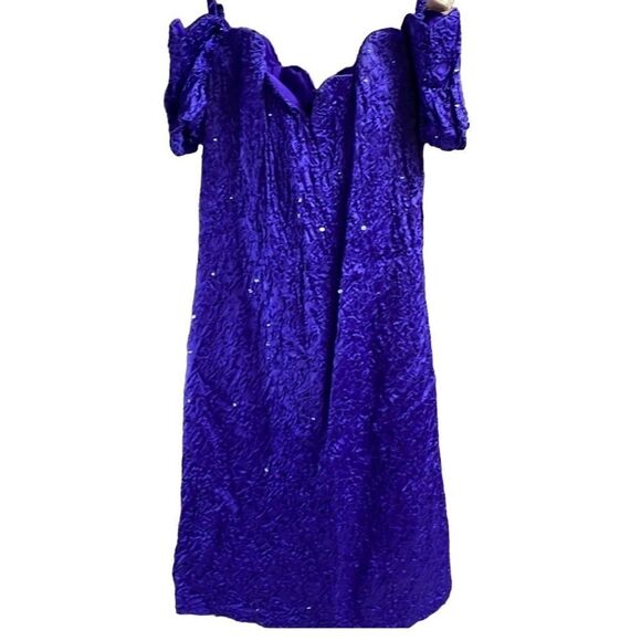 Zum Zum Ladies Vintage Satin Sequined Cocktail Dress Size Small READ Purple - Picture 1 of 7